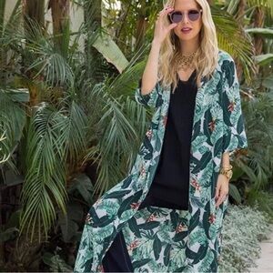 Rachel ZOE Palm Duster Kimono Cover-up Kaftan